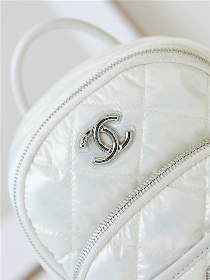 Chanel BACKPACK AS4366 Nylon & Silver-Tone Metal White A