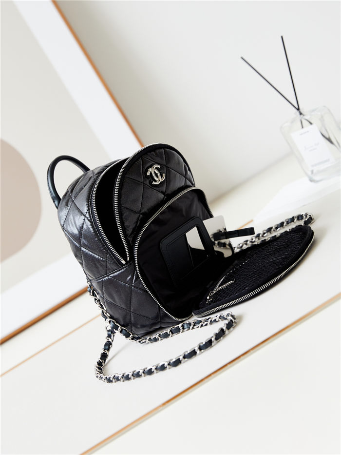 Chanel BACKPACK AS4366 Nylon & Silver-Tone Metal Black A