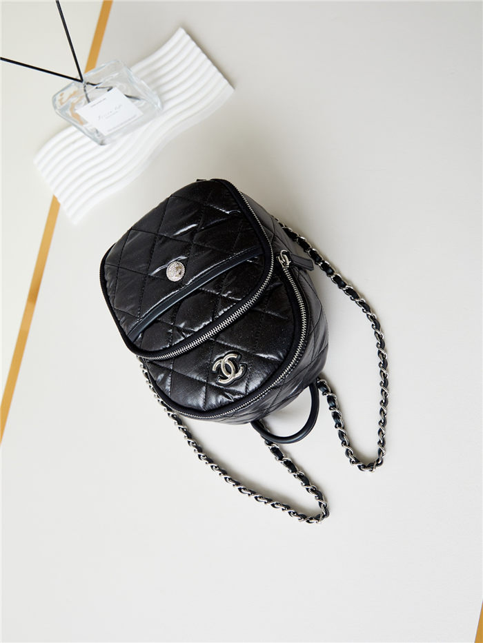 Chanel BACKPACK AS4366 Nylon & Silver-Tone Metal Black A