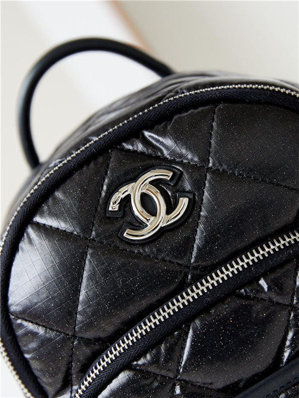 Chanel BACKPACK AS4366 Nylon & Silver-Tone Metal Black A