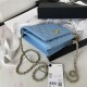 WALLET ON CHAIN Lambskin & Gold-Tone Metal AP1450 Blue A