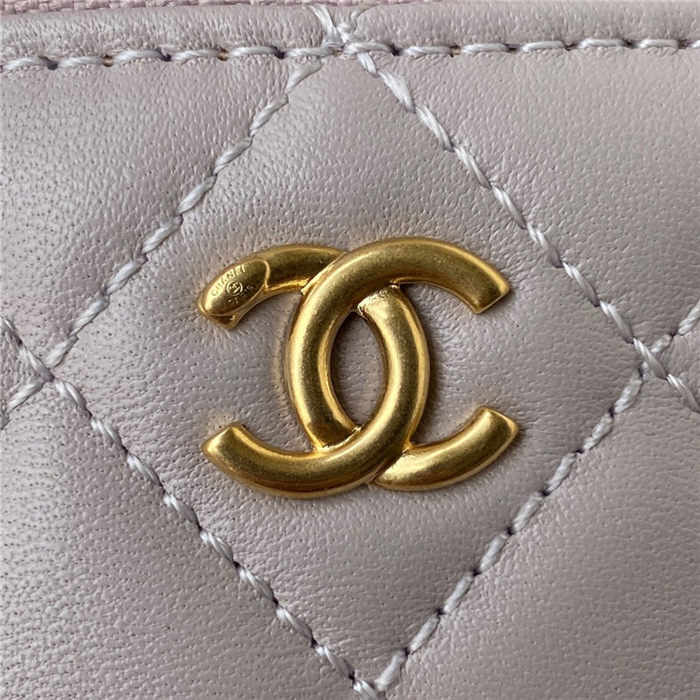 Chanel SMALL VANITY WITH CHAIN Lambskin & Gold-Tone Metal AP1447 Light Purple A