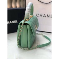 SMALL FLAP BAG WITH TOP HANDLE Lambskin Gold Metal Green A