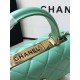 SMALL FLAP BAG WITH TOP HANDLE Lambskin Gold Metal Green A