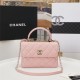 SMALL FLAP BAG WITH TOP HANDLE Lambskin Gold Metal Pink B