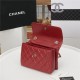 SMALL FLAP BAG WITH TOP HANDLE Lambskin Gold Metal Red B