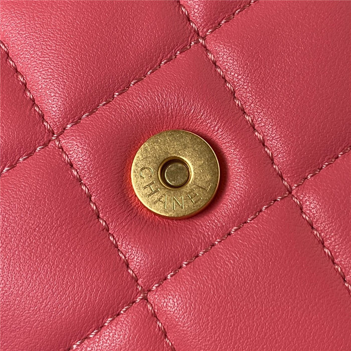 Chanel SMALL MESSENGER BAG Lambskin & Gold-Tone Metal AS4609 Fuchsia A