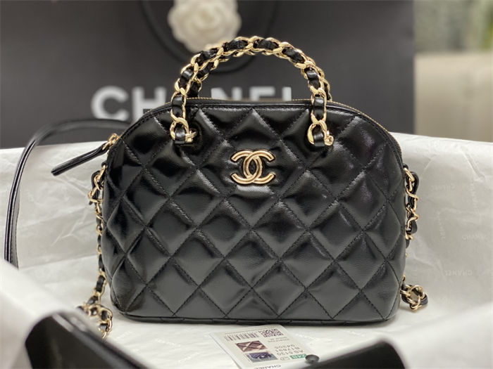 Chanel SMALL TOTE AS5130 Shiny Lambskin & Gold-Tone Metal Black High