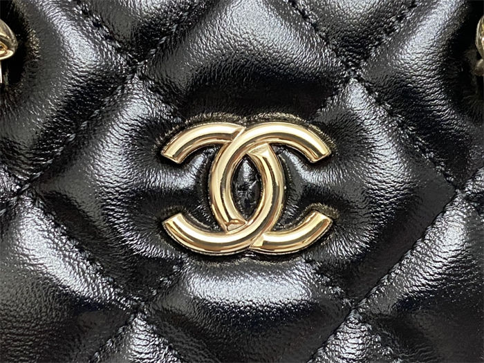 Chanel SMALL TOTE AS5130 Shiny Lambskin & Gold-Tone Metal Black High