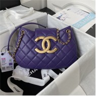 Chanel MEDIUM MESSENGER BAG Lambskin & Gold-Tone Metal AS4610 Purple A