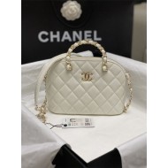 Chanel SMALL TOTE AS5130 Shiny Lambskin & Gold-Tone Metal White High