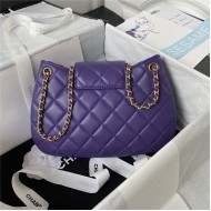 Chanel MEDIUM MESSENGER BAG Lambskin & Gold-Tone Metal AS4610 Purple A