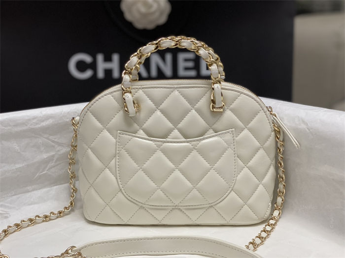 Chanel SMALL TOTE AS5130 Shiny Lambskin & Gold-Tone Metal White High