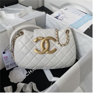 Chanel MEDIUM MESSENGER BAG Lambskin & Gold-Tone Metal AS4610 White A