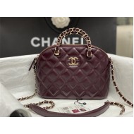 Chanel SMALL TOTE AS5130 Shiny Lambskin & Gold-Tone Metal Burgundy High