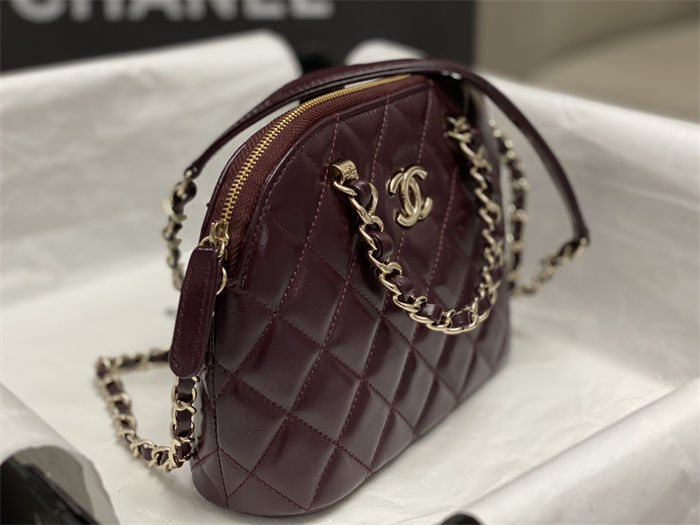 Chanel SMALL TOTE AS5130 Shiny Lambskin & Gold-Tone Metal Burgundy High