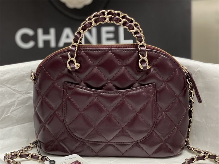 Chanel SMALL TOTE AS5130 Shiny Lambskin & Gold-Tone Metal Burgundy High