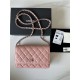 Classic Wallet on Chain AP0250 Grained Calfskin Pink Silver Metal A