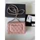 Classic Wallet on Chain AP0250 Grained Calfskin Pink Silver Metal A