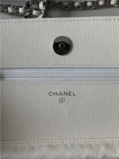 Classic Wallet on Chain AP0250 Grained Calfskin White Silver Metal A