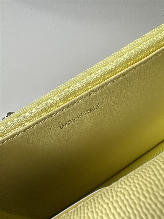 Classic Wallet on Chain AP0250 Grained Calfskin Yellow Silver Metal A