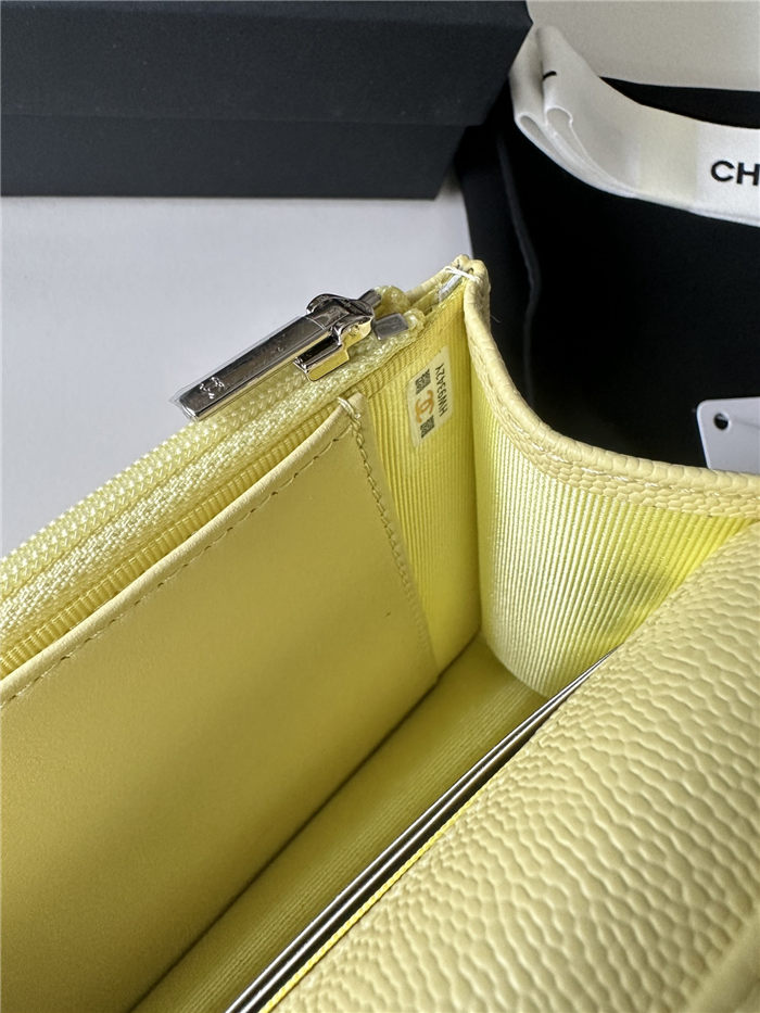 Classic Wallet on Chain AP0250 Grained Calfskin Yellow Silver Metal A