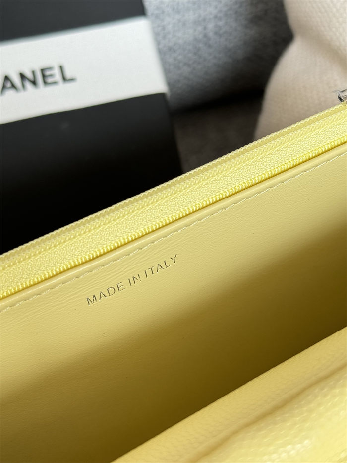 Classic Wallet on Chain AP0250 Grained Calfskin Yellow Silver Metal B