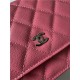 Classic Wallet on Chain AP0250 Grained Calfskin Fuchsia Silver Metal B