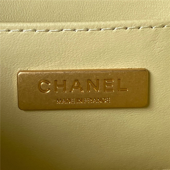 Chanel MINI FLAP BAG WITH TOP HANDLE AS4035 Lambskin Gold-Tone Metal Yellow A