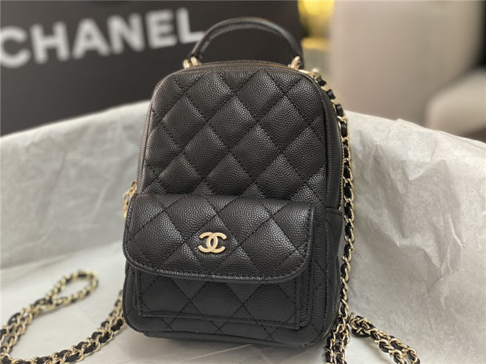 Chanel Mini Backpack Grained Calfskin Gold-Tone Metal AP3753 Black High