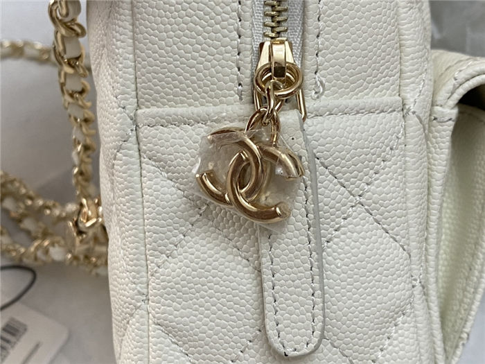 Chanel Mini Backpack Grained Calfskin Gold-Tone Metal AP3753 White High