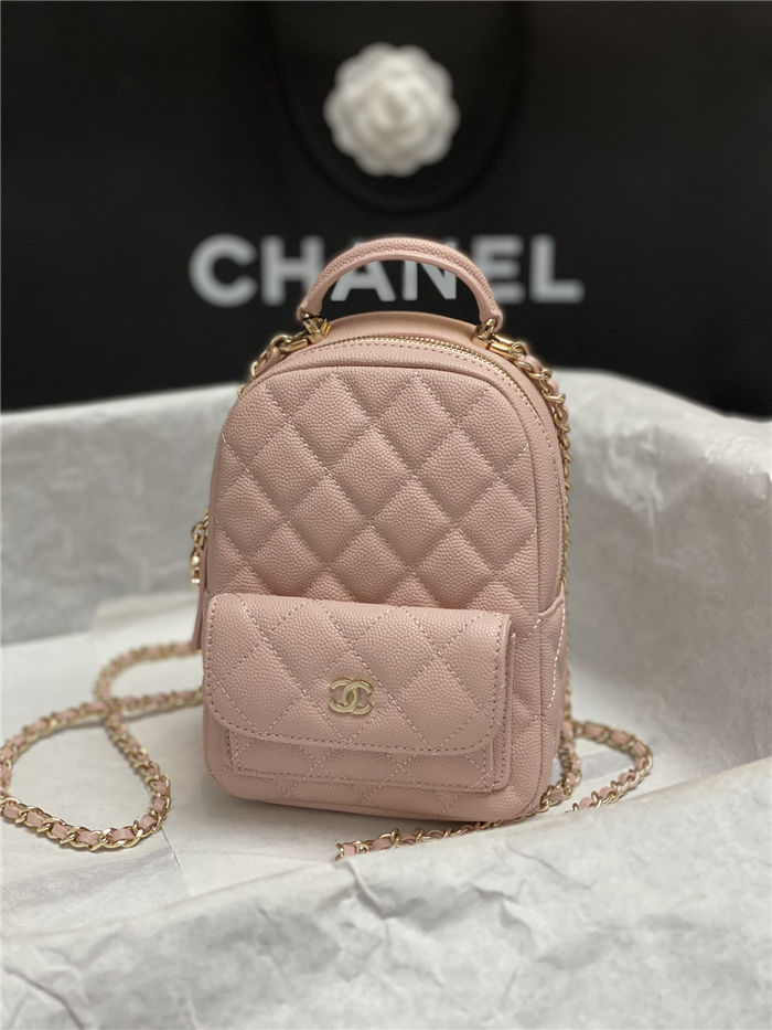 Chanel Mini Backpack Grained Calfskin Gold-Tone Metal AP3753 Pink High