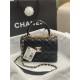 Chanel MINI FLAP BAG WITH TOP HANDLE AS4654 Lambskin & Gold-Tone Metal Black A