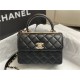 Chanel MINI FLAP BAG WITH TOP HANDLE AS4654 Lambskin & Gold-Tone Metal Black A