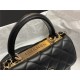 Chanel MINI FLAP BAG WITH TOP HANDLE AS4654 Lambskin & Gold-Tone Metal Black A