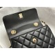 Chanel MINI FLAP BAG WITH TOP HANDLE AS4654 Lambskin & Gold-Tone Metal Black A