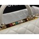 Chanel MINI FLAP BAG WITH TOP HANDLE AS4654 Lambskin & Gold-Tone Metal White A