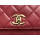 Chanel MINI FLAP BAG WITH TOP HANDLE AS4654 Lambskin & Gold-Tone Metal Red A