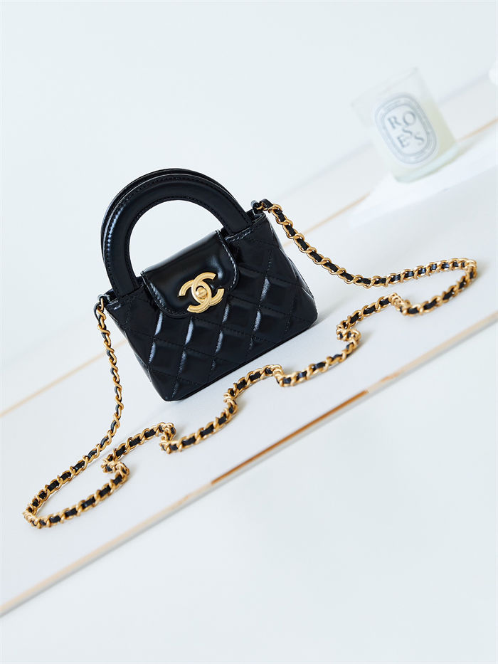 Chanel CLUTCH WITH CHAIN AP3435 Shiny Aged Calfskin & Gold-Tone Metal Black High