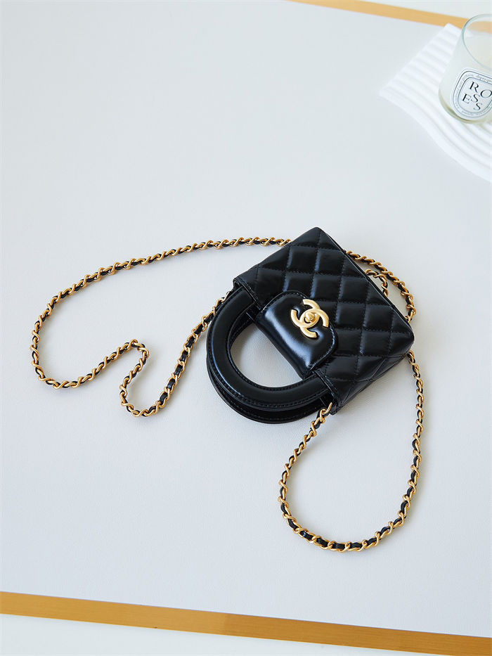 Chanel CLUTCH WITH CHAIN AP3435 Shiny Aged Calfskin & Gold-Tone Metal Black High