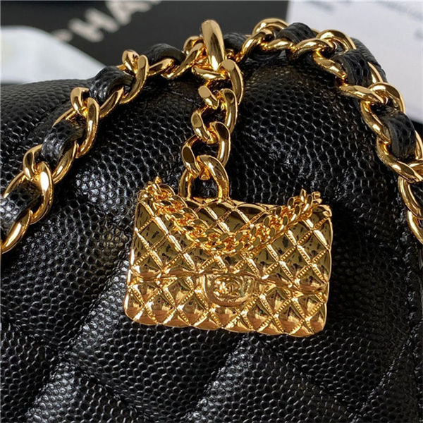 Chanel Wallet on Chain AP3318 Grained Calfskin & Gold-Tone Metal Black A