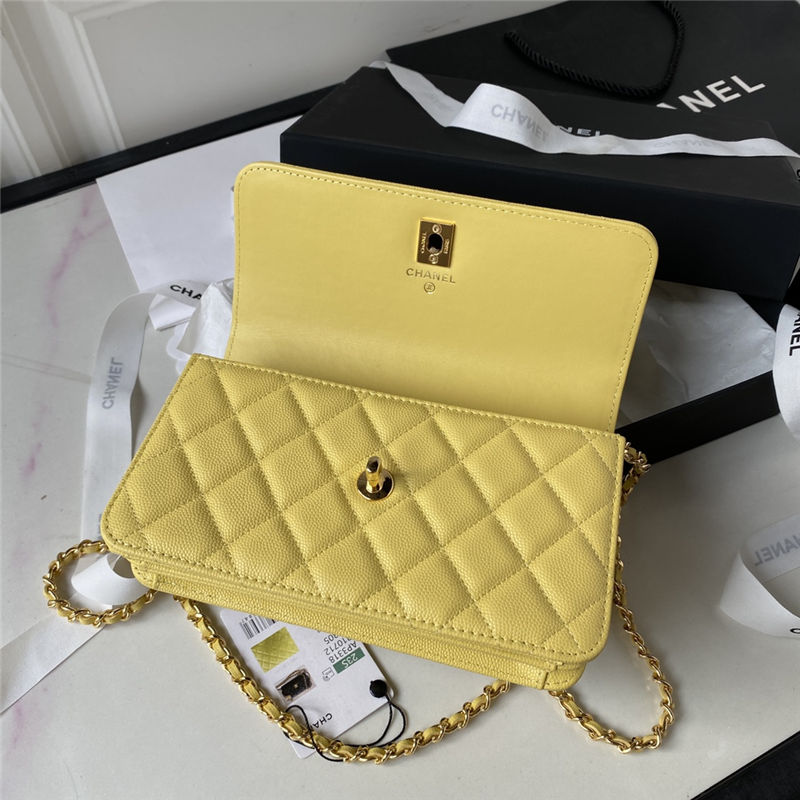 Chanel Wallet on Chain AP3318 Grained Calfskin & Gold-Tone Metal Yellow A