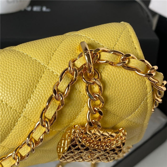 Chanel Wallet on Chain AP3318 Grained Calfskin & Gold-Tone Metal Yellow A