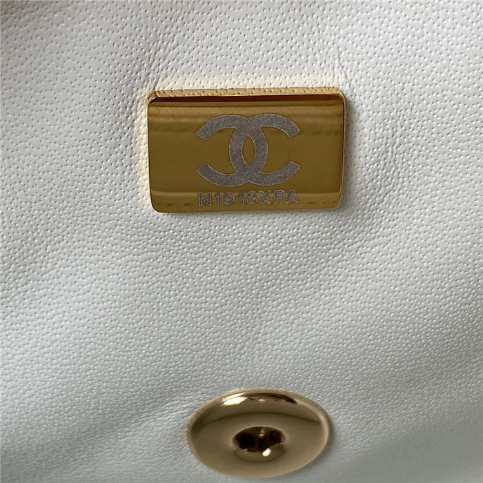 MINI FLAP BAG WITH TOP HANDLE AS2431N Lambskin & Gold-Tone Metal White A