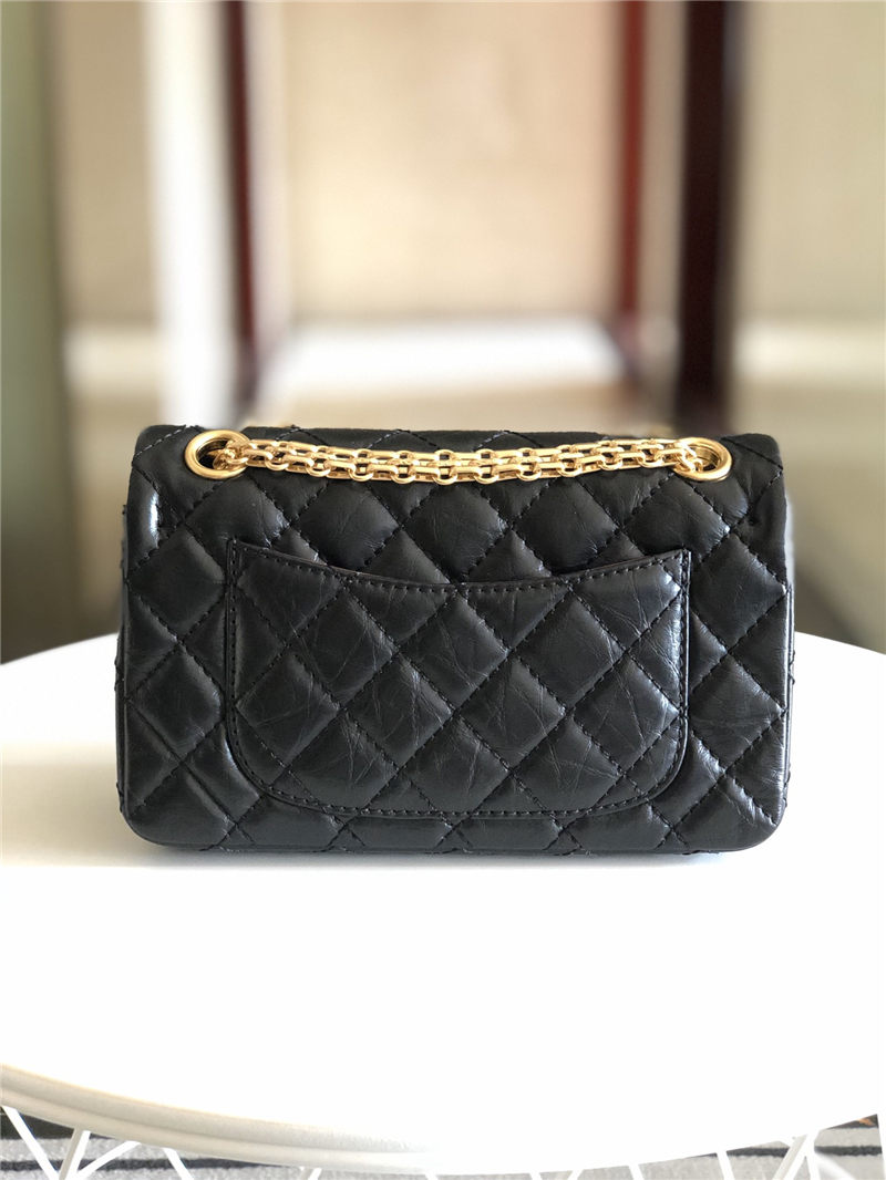 MINI 2.55 HANDBAG Aged Calfskin Black Gold Metal B