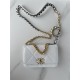 Chanel 19 WALLET ON CHAIN-A Shiny Lambskin, Gold/Silver-Tone & Ruthenium-Finish Metal White A