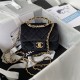 Chanel Mini Flap Bag with Handle Velvet & Gold-Tone Metal AS3450 Black A