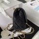 Chanel Mini Flap Bag with Handle Velvet & Gold-Tone Metal AS3450 Black A