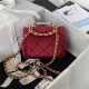 Chanel Mini Flap Bag with Handle Velvet & Gold-Tone Metal AS3450 Red A