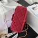 Chanel Mini Flap Bag with Handle Velvet & Gold-Tone Metal AS3450 Red A